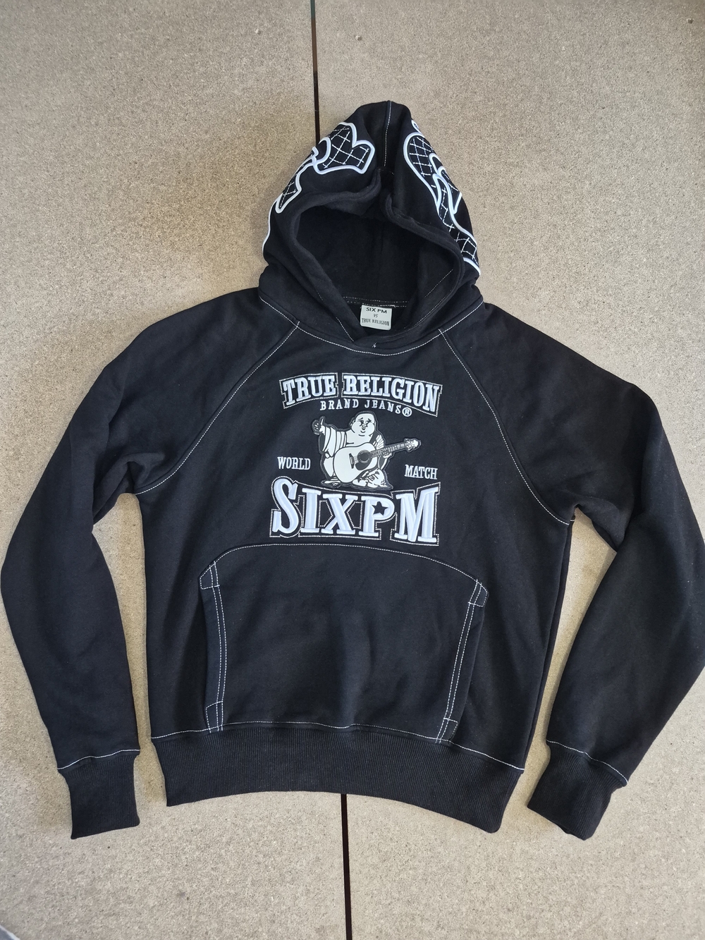 True Religion X SIXPM Black Pullover Hoodie Size Small